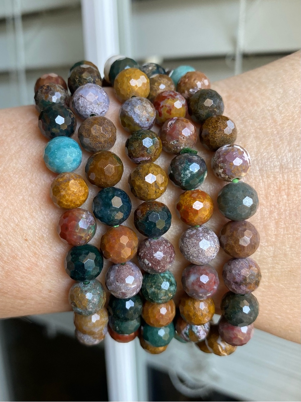 🌊 8mm Faceted Ocean Jasper Bracelets — Wear Your Calm 🌊